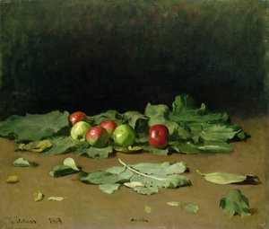 Omenien ja lehtien asetelma, 1879